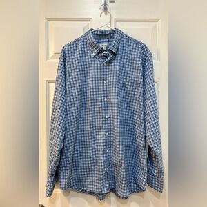 Peter Millar Shirt Mens Crown Lite Sport Blue Plaid Wilson Cotton Stretch Sz XL